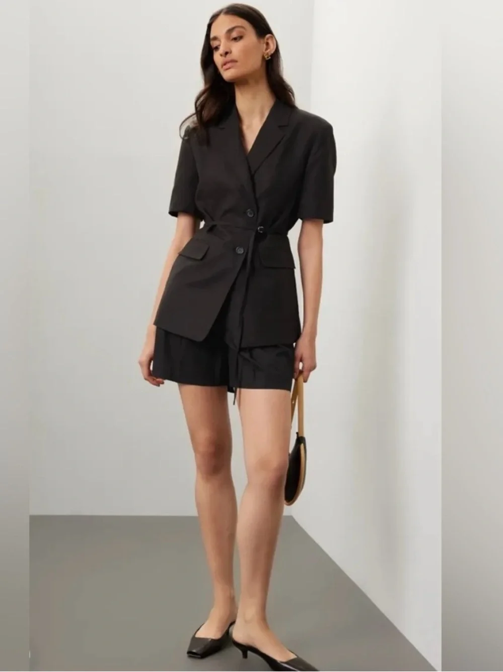 DUNST Half Sleeve Belted Linen Jacket, Size S